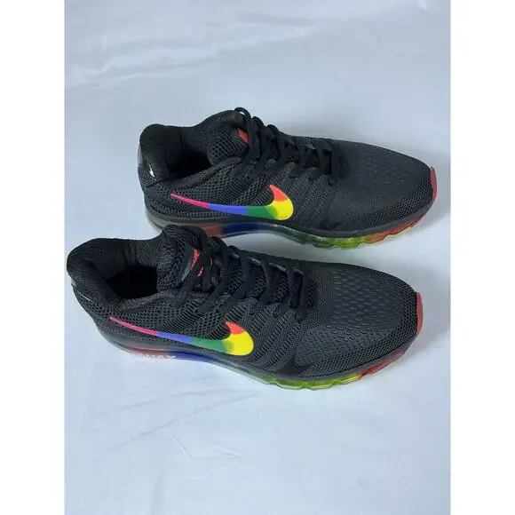 Nike Air Max 2017Black Rainbow Swoosh Multicolor Running ShoesMen 9.5 849560-901